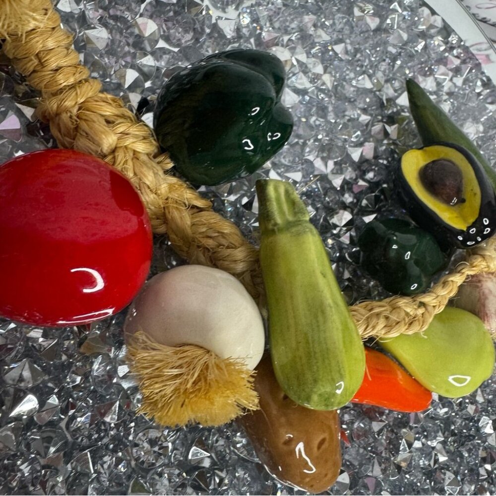 Multicoloured Ceramic Vegetable String rope hanging decor kitchen Mexican cute - Picture 3 of 8
